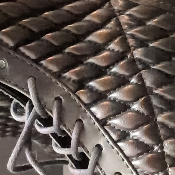 Schutz Woman's Black Quilted Leather Lace-Up Boots,size 5 - Picture 5 of 9